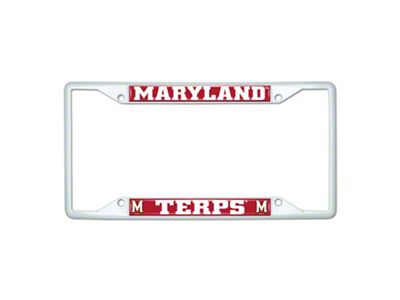 License Plate Frame with Maryland; White (Universal; Some Adaptation May Be Required)