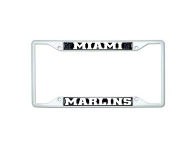 License Plate Frame with Miami Marlins; White (Universal; Some Adaptation May Be Required)