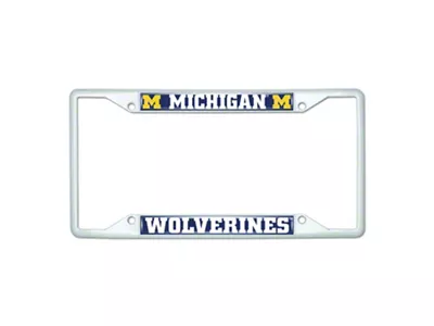 License Plate Frame with Michigan; White (Universal; Some Adaptation May Be Required)