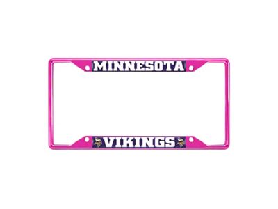 License Plate Frame with Minnesota Vikings; Pink (Universal; Some Adaptation May Be Required)