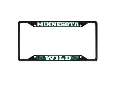 License Plate Frame with Minnesota Wild Logo; Black and Green (Universal; Some Adaptation May Be Required)