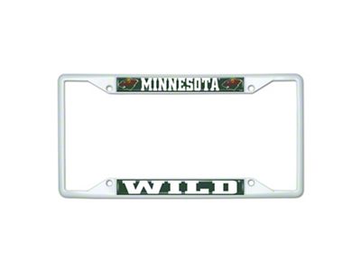 License Plate Frame with Minnesota Wild; White (Universal; Some Adaptation May Be Required)