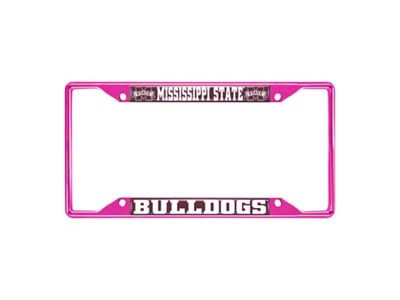 License Plate Frame with Mississippi State; Pink (Universal; Some Adaptation May Be Required)