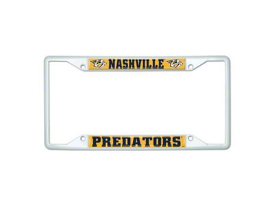 License Plate Frame with Nashville Predators; White (Universal; Some Adaptation May Be Required)