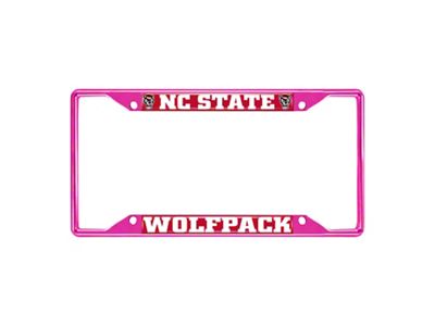 License Plate Frame with NC State; Pink (Universal; Some Adaptation May Be Required)