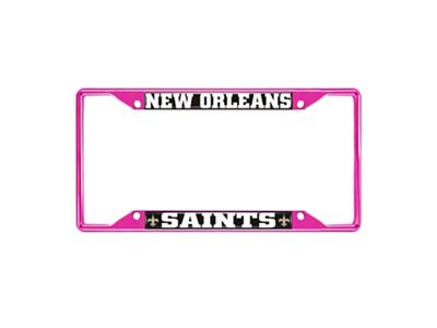 License Plate Frame with New Orleans Saints; Pink (Universal; Some Adaptation May Be Required)