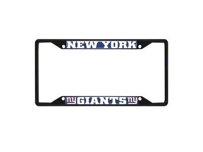 License Plate Frame with New York Giants Logo; Black and Blue (Universal; Some Adaptation May Be Required)