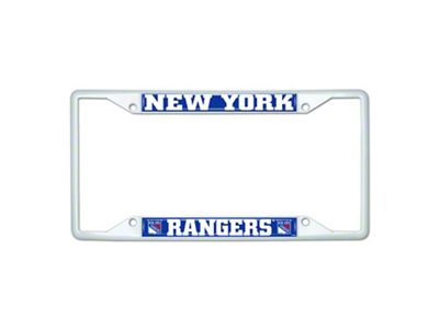 License Plate Frame with New York Rangers; White (Universal; Some Adaptation May Be Required)