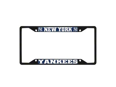 License Plate Frame with New York Yankees Logo; Black and Blue (Universal; Some Adaptation May Be Required)