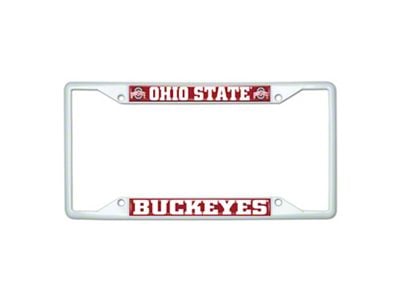 License Plate Frame with Ohio State; White (Universal; Some Adaptation May Be Required)