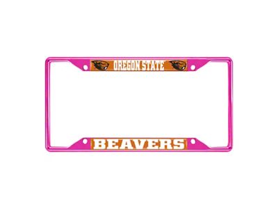 License Plate Frame with Oregon State; Pink (Universal; Some Adaptation May Be Required)