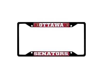 License Plate Frame with Ottawa Senators Logo; Black and Red (Universal; Some Adaptation May Be Required)