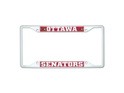 License Plate Frame with Ottawa Senators; White (Universal; Some Adaptation May Be Required)