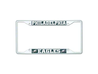 License Plate Frame with Philadelphia Eagles; White (Universal; Some Adaptation May Be Required)