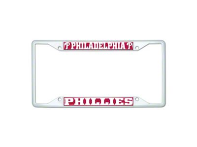 License Plate Frame with Philadelphia Phillies; White (Universal; Some Adaptation May Be Required)