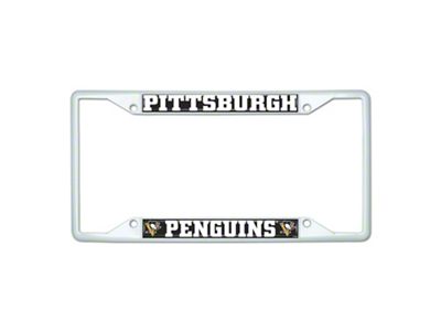 License Plate Frame with Pittsburgh Penguins; White (Universal; Some Adaptation May Be Required)