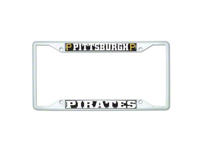 License Plate Frame with Pittsburgh Pirates; White (Universal; Some Adaptation May Be Required)