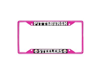 License Plate Frame with Pittsburgh Steelers; Pink (Universal; Some Adaptation May Be Required)