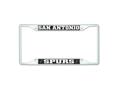 License Plate Frame with San Antonio Spurs; White (Universal; Some Adaptation May Be Required)