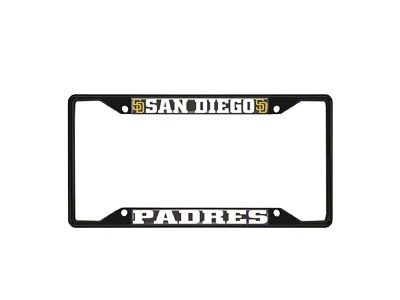 License Plate Frame with San Diego Padres Logo; Black and Navy (Universal; Some Adaptation May Be Required)