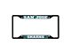 License Plate Frame with San Jose Sharks Logo; Black and Turquoise (Universal; Some Adaptation May Be Required)