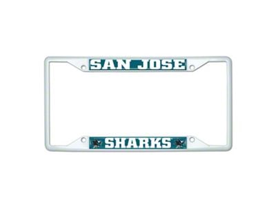 License Plate Frame with San Jose Sharks; White (Universal; Some Adaptation May Be Required)