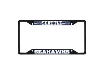 License Plate Frame with Seattle Seahawks Logo; Black and Blue (Universal; Some Adaptation May Be Required)