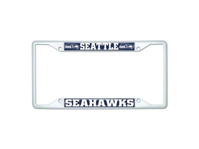 License Plate Frame with Seattle Seahawks; White (Universal; Some Adaptation May Be Required)