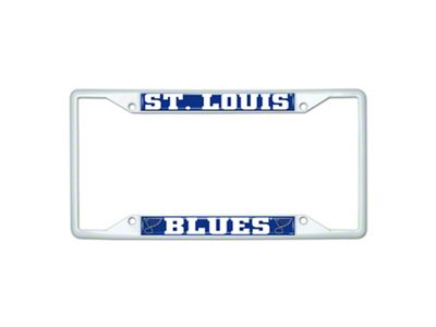 License Plate Frame with St. Louis Blues; White (Universal; Some Adaptation May Be Required)