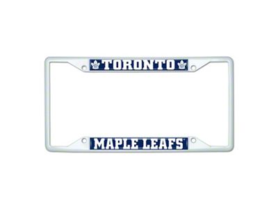 License Plate Frame with Toronto Maple Leafs; White (Universal; Some Adaptation May Be Required)