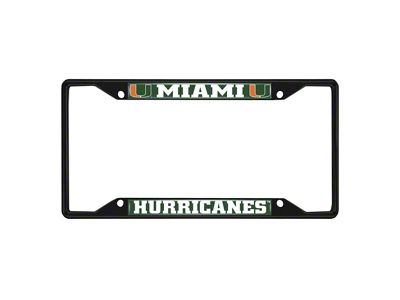 License Plate Frame with University of Miami Logo; Black and Green (Universal; Some Adaptation May Be Required)