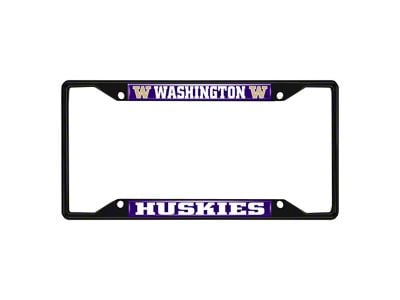 License Plate Frame with University of Washington Logo; Black and Purple (Universal; Some Adaptation May Be Required)