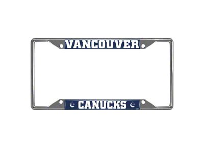 License Plate Frame with Vancouver Canucks Logo; Chrome (Universal; Some Adaptation May Be Required)