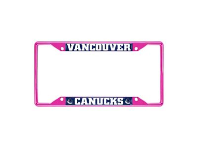 License Plate Frame with Vancouver Canucks; Pink (Universal; Some Adaptation May Be Required)