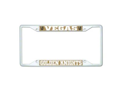 License Plate Frame with Vegas Golden Knights; White (Universal; Some Adaptation May Be Required)