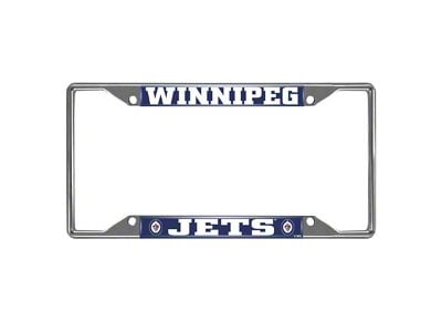 License Plate Frame with Winnipeg Jets Logo; Chrome (Universal; Some Adaptation May Be Required)