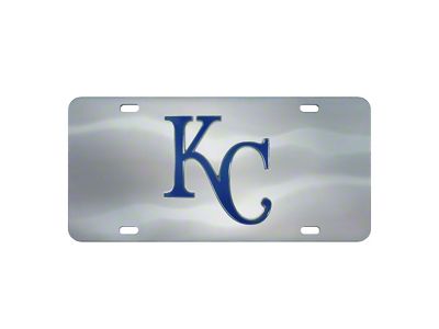 License Plate with Kansas City Royals Logo; Stainless Steel (Universal; Some Adaptation May Be Required)