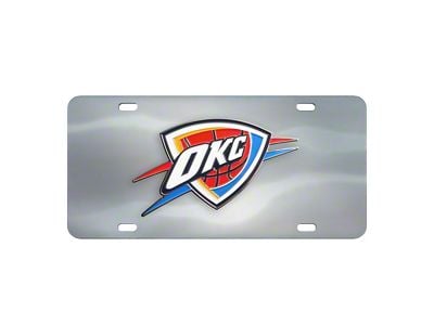 License Plate with Oklahoma City Thunder Logo; Stainless Steel (Universal; Some Adaptation May Be Required)