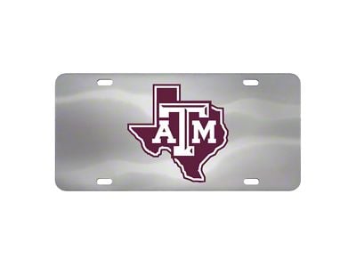 License Plate with Texas A&M University Logo; Stainless Steel (Universal; Some Adaptation May Be Required)