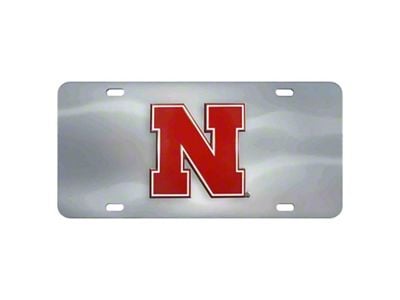 License Plate with University of Nebraska Logo; Stainless Steel (Universal; Some Adaptation May Be Required)