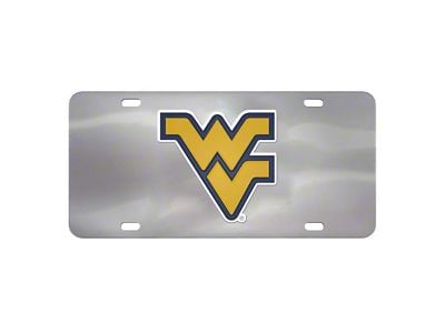 License Plate with West Virginia University Logo; Stainless Steel (Universal; Some Adaptation May Be Required)