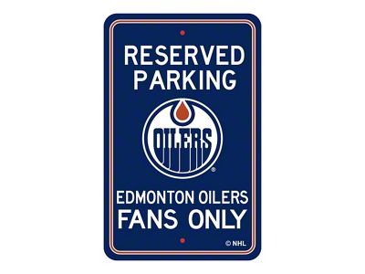 Parking Sign with Edmonton Oilers Logo; Blue