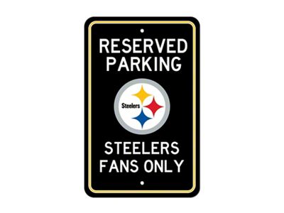 Parking Sign with Pittsburgh Steelers Logo; Black