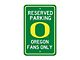 Parking Sign with University of Oregon Logo; Green