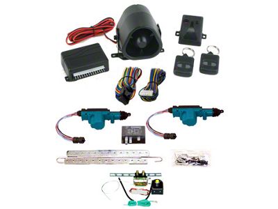 Power Lock Kit with Standard Alarm, Door and Trunk Keyless Entry; 2-Door (Universal; Some Adaptation May Be Required)