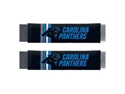 Rally Seatbelt Pads with Carolina Panthers Logo; Black (Universal; Some Adaptation May Be Required)