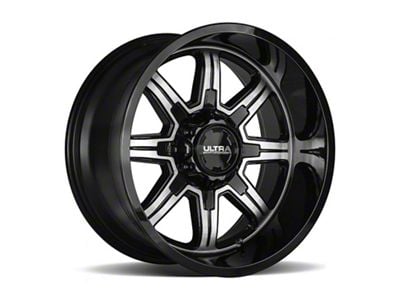 Ultra Wheels Menace Gloss Black with Diamond Cut Accents 8-Lug Wheel; 17x9; 12mm Offset (01-06 Sierra 3500 HD SRW)