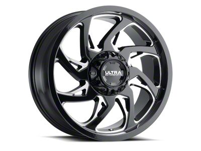 Ultra Wheels Villain Gloss Black Milled 8-Lug Wheel; 18x9; 12mm Offset (11-16 F-250 Super Duty)