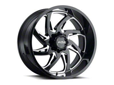 Ultra Wheels Villain Gloss Black Milled 8-Lug Wheel; 24x12; -44mm Offset (11-16 F-350 Super Duty SRW)