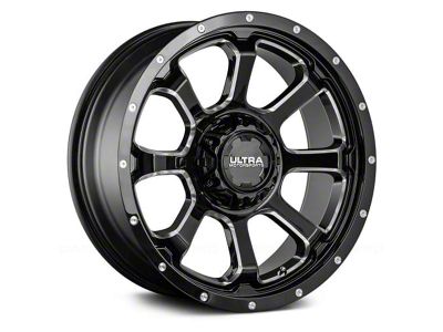 Ultra Wheels Nemesis Gloss Black with CNC Milled Accents 8-Lug Wheel; 18x9; 1mm Offset (23-24 F-350 Super Duty SRW)
